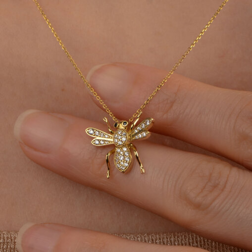 14 Ayar Altın Arı Kolye - 5