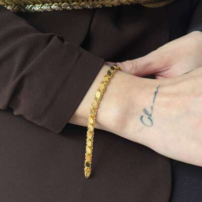 14 Ayar Altın Arpa Pullu Zincir Bileklik - ENGİNGOLD KCN