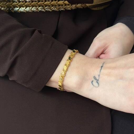 14 Ayar Altın Arpa Pullu Zincir Bileklik - 3