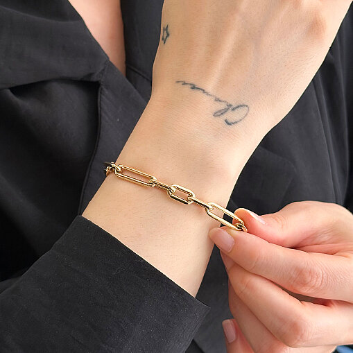14 Ayar Ataç Zincir Bileklik Gemici Kilit 20 cm - 2