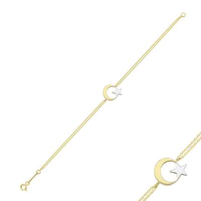 14 Ayar Altın Ay Yıldız Bileklik - ENGİNGOLD