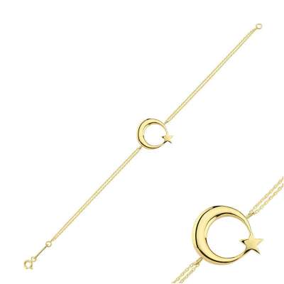 14 Ayar Altın Ay Yıldız Bileklik - ENGİNGOLD