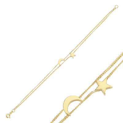 14 Ayar Altın Ay Yıldız Bileklik