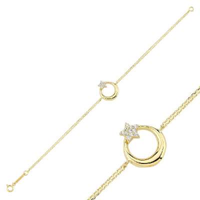 14 Ayar Altın Ay Yıldız Bileklik - ENGİNGOLD ASO