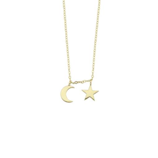 14 Ayar Altın Ay Yıldız Kolye - 1