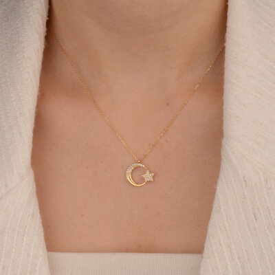 14 Ayar Altın Ay Yıldız Kolye