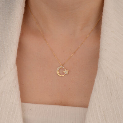 14 Ayar Altın Ay Yıldız Kolye - 6