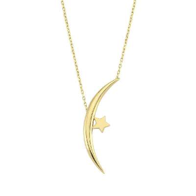 14 Ayar Altın Ayyıldız Kolye - ENGİNGOLD