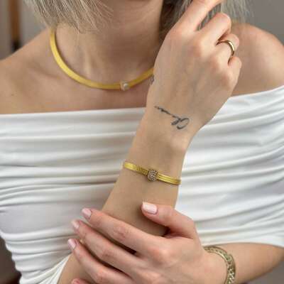 14 Ayar Altın Baget Bileklik – 3 Sıra Trabzon Tasarım - 2