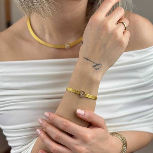 14 Ayar Altın Baget Bileklik – 3 Sıra Trabzon Tasarım - 2