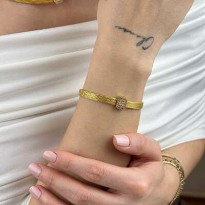 14 Ayar Altın Baget Bileklik – 3 Sıra Trabzon Tasarım - 4