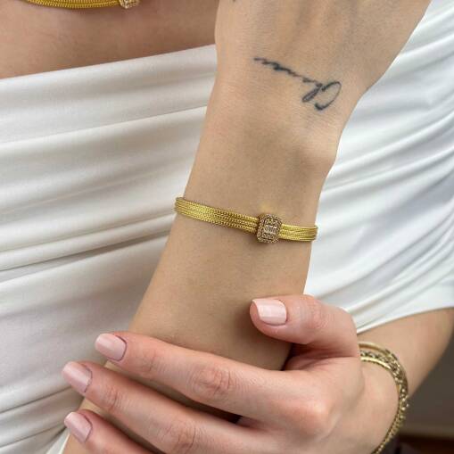 14 Ayar Altın Baget Bileklik – 3 Sıra Trabzon Tasarım - 4