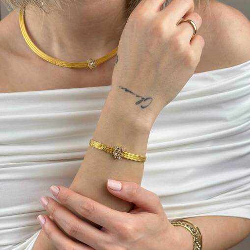 14 Ayar Altın Baget Bileklik – 3 Sıra Trabzon Tasarım - 5