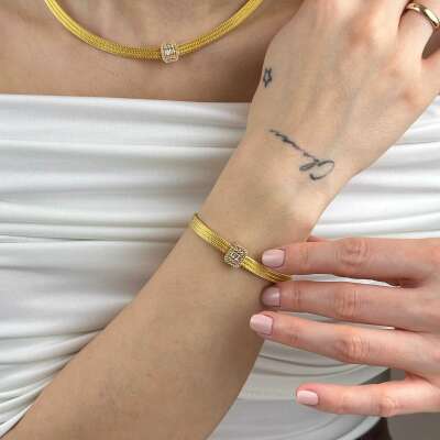 14 Ayar Altın Baget Bileklik – 3 Sıra Trabzon Tasarım - ENGİNGOLD A.U.