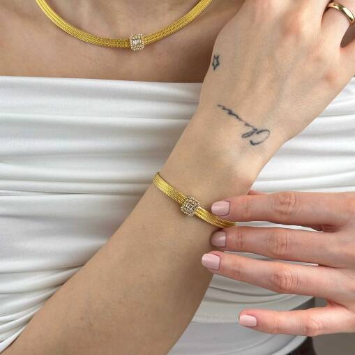 14 Ayar Altın Baget Bileklik – 3 Sıra Trabzon Tasarım - 1