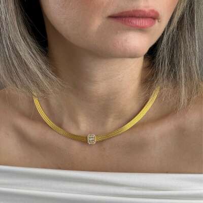 14 Ayar Altın Baget Kolye – Hasır 3 Sıra Trabzon Tasarım - ENGİNGOLD A.U.