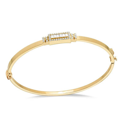 14 Ayar Altın Baget Taşlı Kelepçe - ENGİNGOLD RZG