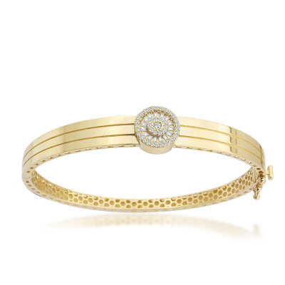 14 Ayar Altın Baget Taşlı Trapez Kelepçe - ENGİNGOLD BAK