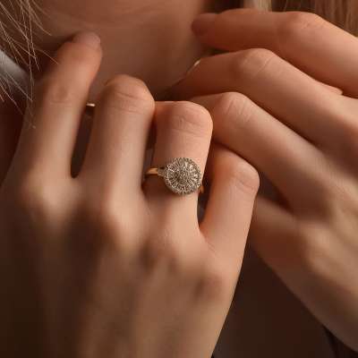 14 Ayar Altın Baget Taşlı Trapez Yüzük - ENGİNGOLD KNT