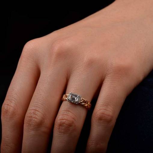 14 Ayar Altın Baget Taşlı Yüzük - 2