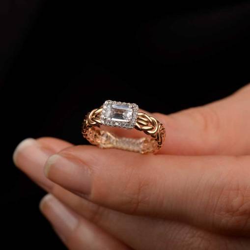 14 Ayar Altın Baget Taşlı Yüzük - 1