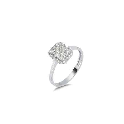 14 Ayar Altın Baget Taşlı Yüzük - ENGİNGOLD ASO