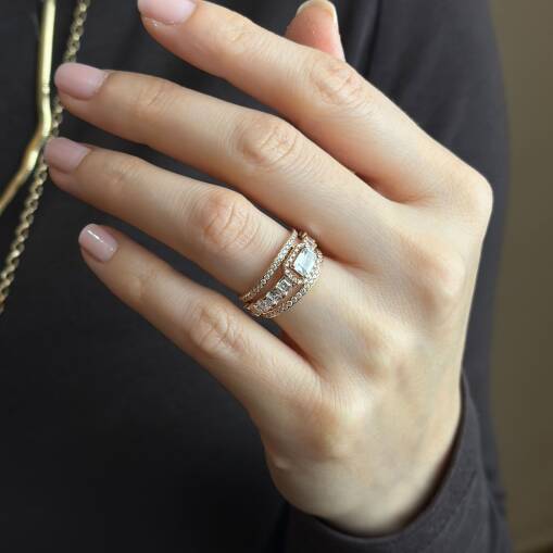 14 Ayar Altın Baget Yarımtur Yüzük - 2