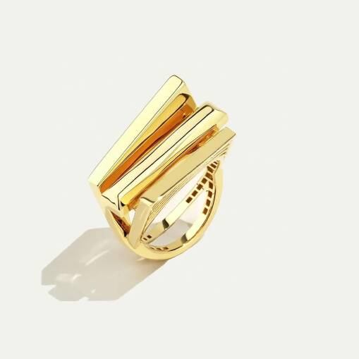 14 Ayar Altın Baget Yüzük – 3 Sütunlu Regold Tasarım - 1