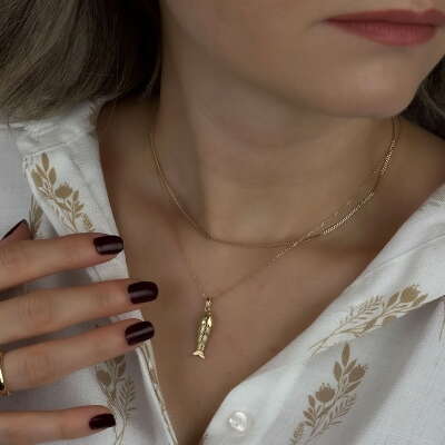 14 Ayar Altın Balık Kolye – Sallantılı Zarif Tasarım - 3