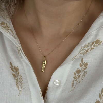 14 Ayar Altın Balık Kolye – Sallantılı Zarif Tasarım