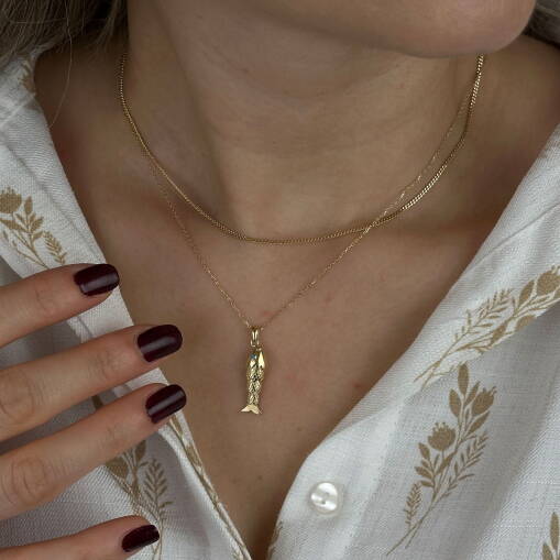 14 Ayar Altın Balık Kolye – Sallantılı Zarif Tasarım - 2