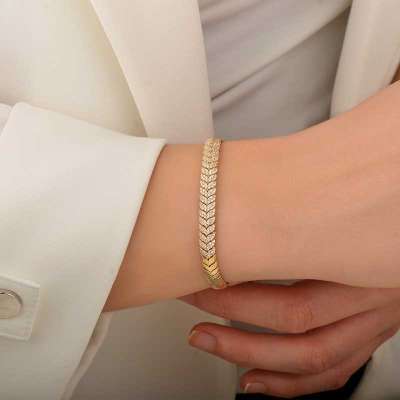 14 Ayar Altın Balıksırtı Bileklik - ENGİNGOLD BRC