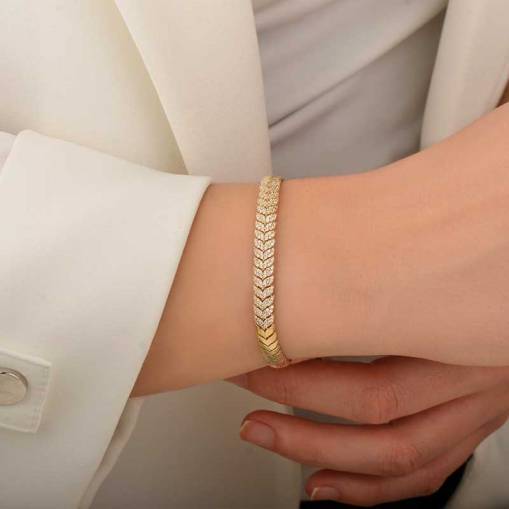 14 Ayar Altın Balıksırtı Bileklik - 1