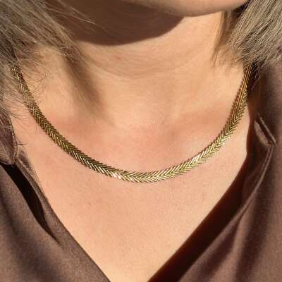 14 Ayar Altın Balıksırtı Zincir Kolye - 3