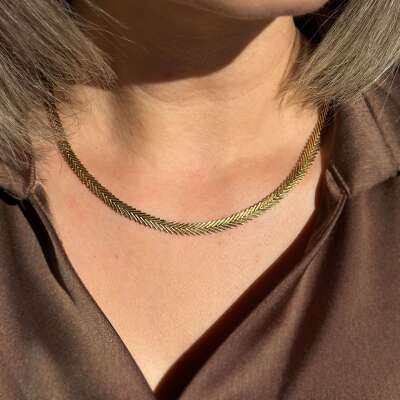 14 Ayar Altın Balıksırtı Zincir Kolye - 4