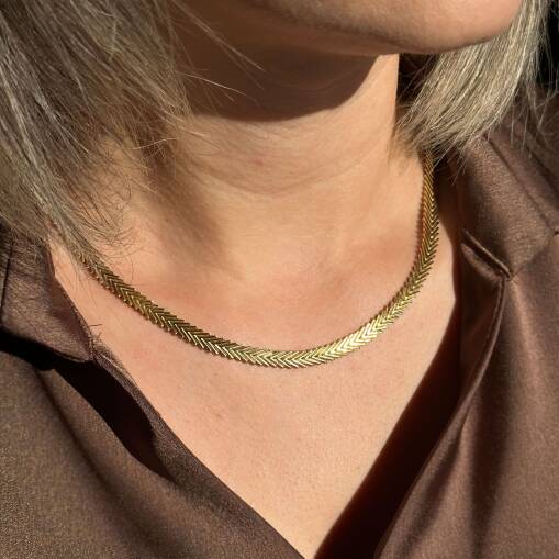 14 Ayar Altın Balıksırtı Zincir Kolye - 2