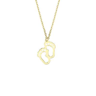 14 Ayar Altın Bebek Ayak İzi Kolye - ENGİNGOLD