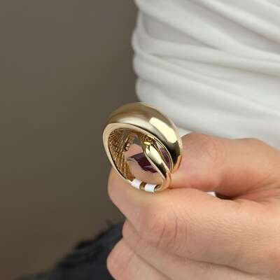 14 Ayar Altın Bombe Yüzük – Taşsız Zarif Tasarım - 5