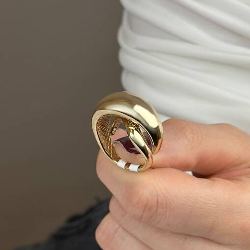 14 Ayar Altın Bombe Yüzük – Taşsız Zarif Tasarım - 5