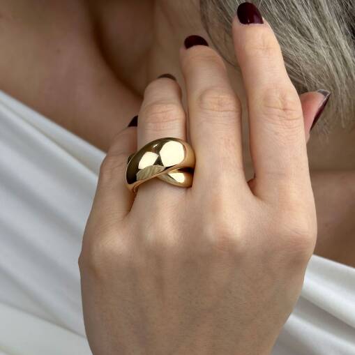 14 Ayar Altın Bombe Yüzük – Taşsız Zarif Tasarım - 3