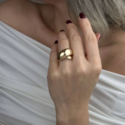 14 Ayar Altın Bombe Yüzük – Taşsız Zarif Tasarım - 2