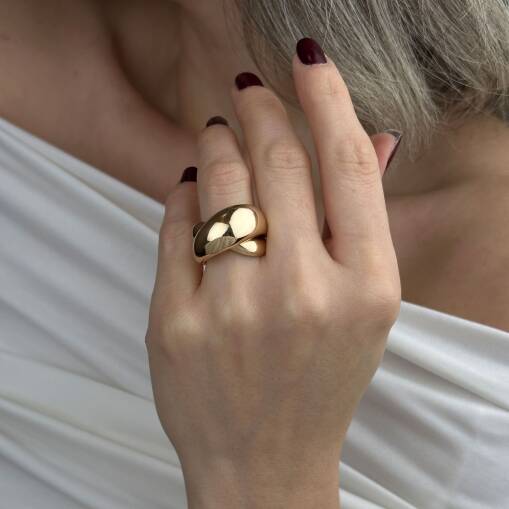 14 Ayar Altın Bombe Yüzük – Taşsız Zarif Tasarım - 4