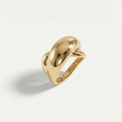 14 Ayar Altın Bombe Yüzük – Taşsız Zarif Tasarım - 1