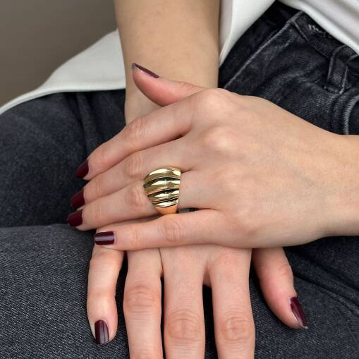 14 Ayar Altın Bombeli Yüzük – Regold Maya Tasarım - 4