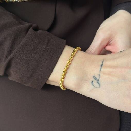 Şık 14 Ayar Altın Burgu Zincir Bileklik - 2