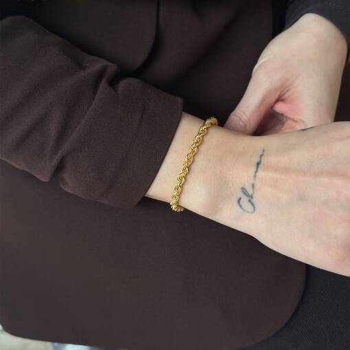 Şık 14 Ayar Altın Burgu Zincir Bileklik - 4