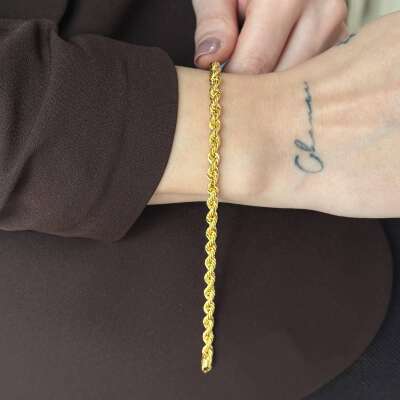 Şık 14 Ayar Altın Burgu Zincir Bileklik - ENGİNGOLD KCN