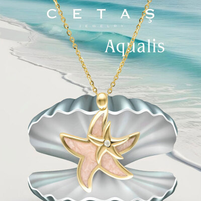 14 Ayar Altın Cetaş Aqualis Deniz Yıldızı Kolye, Taşlı Kolye