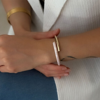 14 Ayar Altın Cetaş Eterna Lila Sedefli Sarmal Kelepçe - ENGİNGOLD CETAŞ