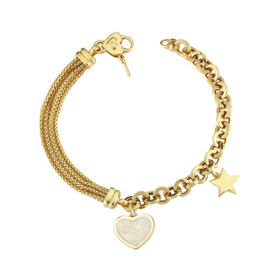 14 Ayar Altın Cetaş Eterna Sedefli Kalp Bileklik